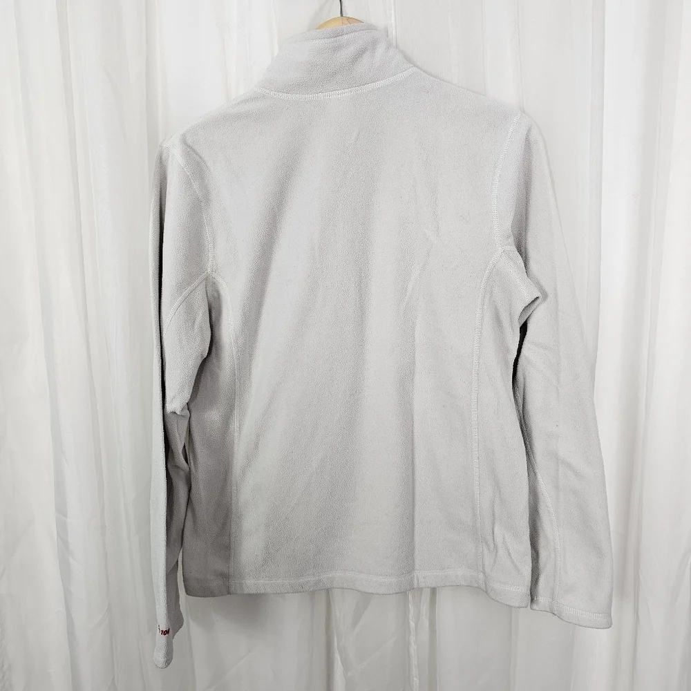 The North Face Men's White Quarter Zip Fleece Pullover Red Trim Size Small